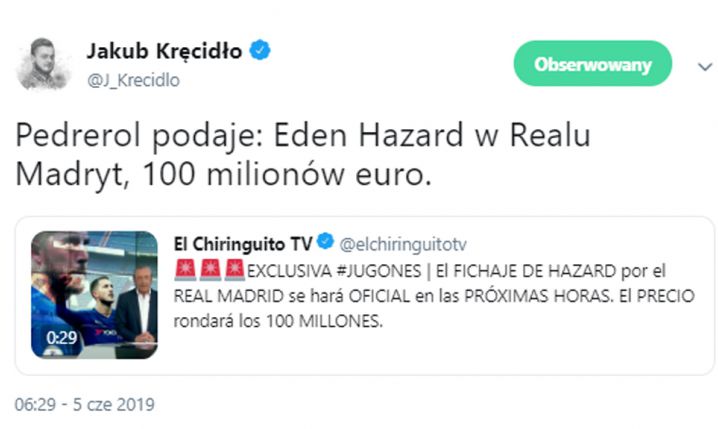 Tyle Real Madryt ma ZAPŁACIĆ za Edena Hazarda!